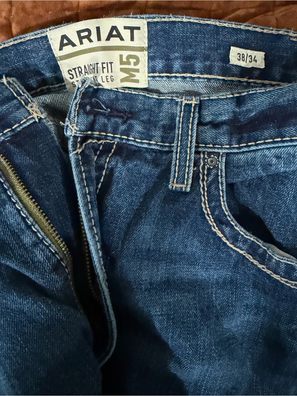 Ariat Dark Blue Straight Fit Jeans with Contrast Stitching